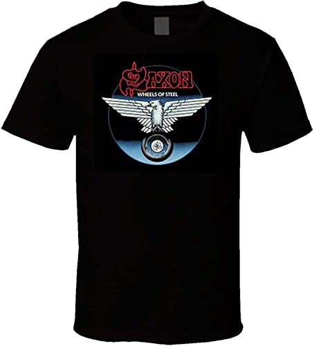 GRDPGC Saxon Wheels of Steel Metal Band Logo T-Shirt Men