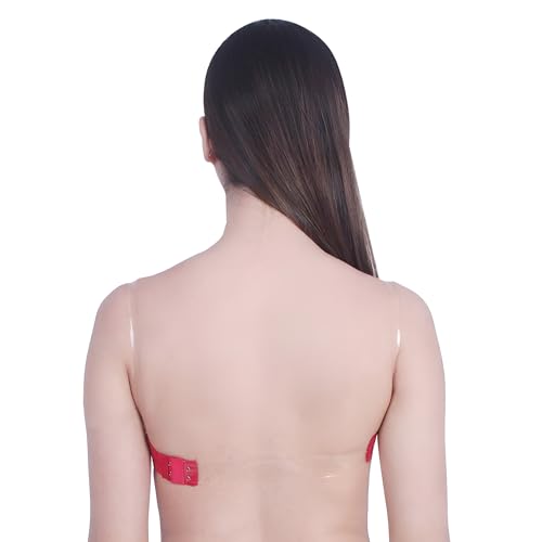 Image of Women's Balconette Bra Transparent Strapless Backless Invisible Clear Back Underwire Pushup Padded Bra Cups Demi