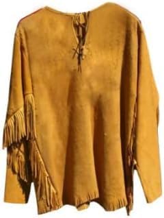 The Orchid Buckskin Mountain Man Reenactment Suede Leather Native American Red Indian Fringes Beaded Jackets Warshirt