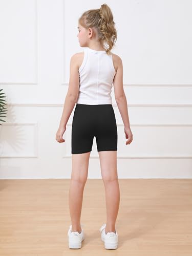 Ruisita Short infantil de motociclista para meninas com segurança para crianças, Preto, 7-8 Anos