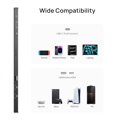 Image of ARZOPA 17.3 inch Portable Monitor, 1080P FHD 103% sRGB IPS Gaming Monitor Laptop Monitor with Built-in Kickstand HDMI USB C External Screen for PC Mac Phone Xbox PS5 - A1M (Pack of 2)