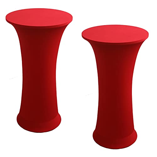 Image of Cocktail Table Covers - 2 Pack 24 inchx43 inch Fitted Highboy Table Cloth - Red
