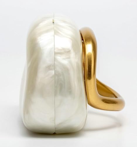 Acrylic Clutch Purse for Women Evening Handbag Formal Crossbody Elegant Chain Shoulder Party Oval Accent Vintage Handle3