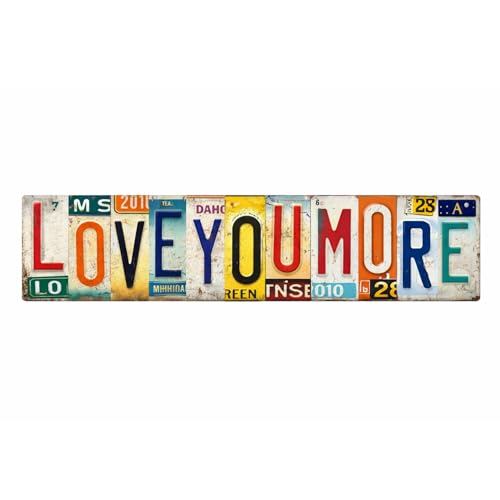 Love You More Wall Decor Metal Tin Sign - 10x40cm Heartwarming Love Quote Wall Decor, Vintage Metal Art For Bedroom, Living Room, Couples Gift For Wedding & Anniversary