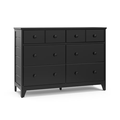 Storkcraft Moss 6 Drawer Double Dresser (Black) – GREENGUARD Gold Certified, Nursery Dresser