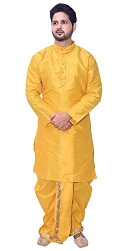 Image of Om Shubh Mangalam Men's Dupion Silk Fancy Dhoti Kurta Set