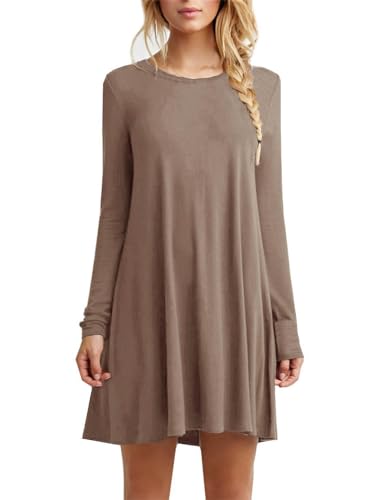 Image of TOPONSKY Women's Casual Plain Simple Loose Flowy Short-Sleeve T-Shirt Dress