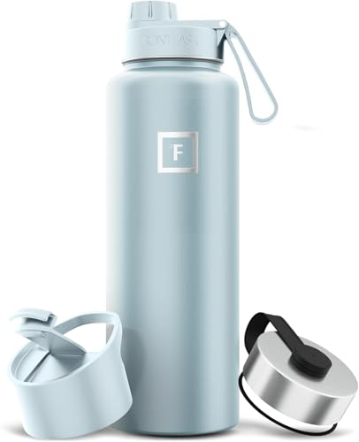 Image of IRON FLASK Camping & Hiking Hydration Flask with Spout, Wide Mouth Insulated Stainless Steel Sports Water Bottle - 40 oz Morning Mist