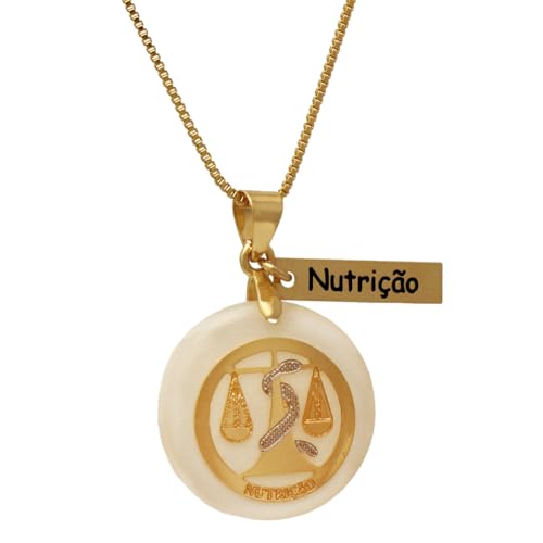 Colar Profissão Nutrição Folheado em Ouro