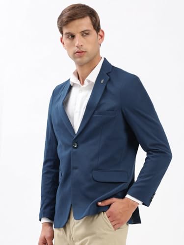 Image of SHOWOFFFF Men Solid Single Breasted Casual Blazer | Notched Lapel Full Sleeves Cotton Blazer for Mens | Slim Fit Regular Length Blazer for Men's