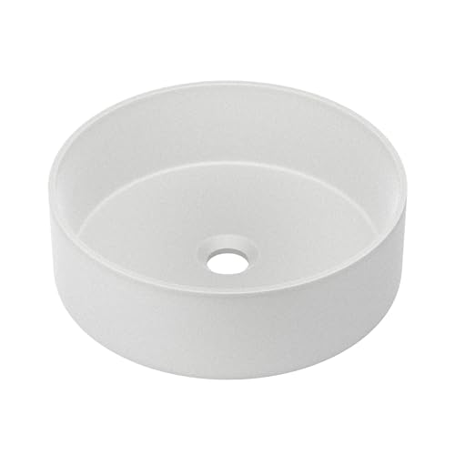 Swiss Madison Lisse 14.5" Concrete Round Vessel Sink in Matte White