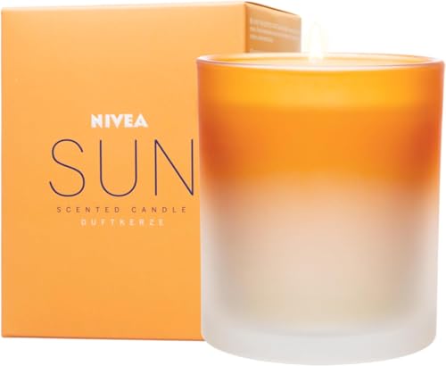 Preisvergleich Produktbild NIVEA SUN Duftkerze, schöne Duftkerze im Glas mit dem bekannten Duft der NIVEA SUN Sonnencreme, zart duftende Kerze im Ombre-Glas Behälter (260 g)