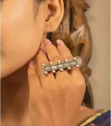 Handcrafted Style Oxidised Ring Traditional Design Jewellery-image-18