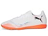 Puma Men's Future Play Turf Trainer Soccer Cleats, White-Black-Glowing Red AH25, 9.5