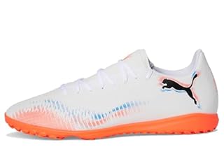 Puma Men's Future Play Turf Trainer Soccer Cleats, White-Black-Glowing Red AH25, 9.5