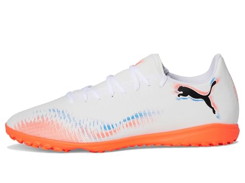 PUMA Men's Future Play Turf Trainer Soccer Cleats Sneaker, White-Black-Glowing Red AH25, 7.54