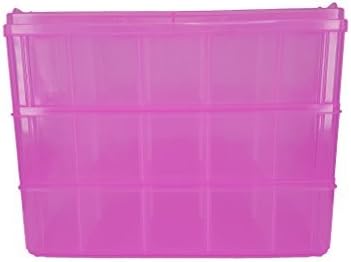 Papi Max XXL Minifigure Storage Display Box 3 Stackable Layers 27 Dividers 30 Compartments With Handle (Clear Pink)