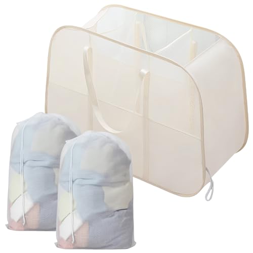 Opvouwbare wasmand met 2 waszakken, 150 l grote capaciteit 3 compartimenten, organizer voor vuile kleding, waterdichte Oxford-doek wasmand voor thuis, slaapzaal