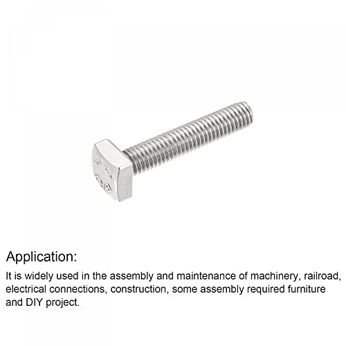 Image of uxcell Square Head Bolt, 10pcs M5x16mm Fully Thread 304 Stainless Steel Grade C Square Machine Screws