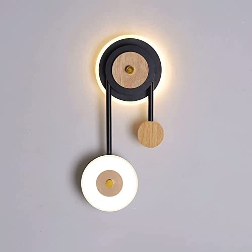 Aplique de pared de madera para leer en el dormitorio con luz acrílica suave