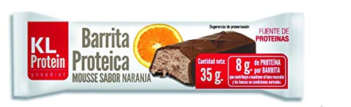 KL PROTEIN Barritas Proteicas y Energéticas, Mousse de chocolate sabor a naranja, 35g, 20 Barritas