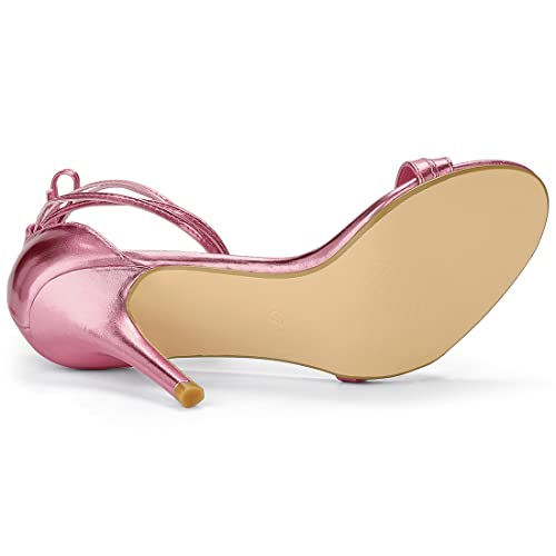Allegra K Allegra K Women's Open Toe Lace-Up Stiletto Pink Heels Sandals 7 M US