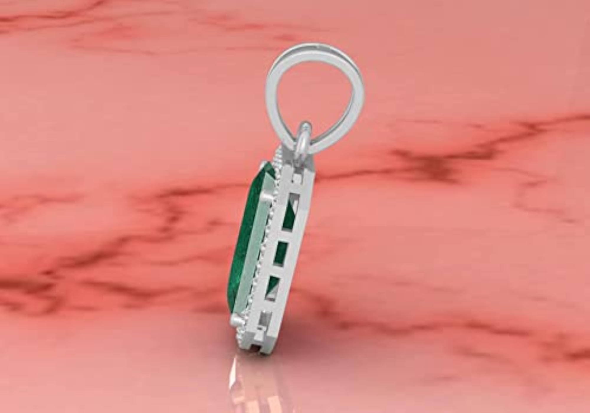 Women's 92.5 Sterling Silver Natural Emerald Pendant, Lab Certified