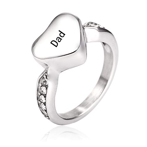 Muyuer Heart Cremation Urn Ring Hold Loved Ones Ashes for Funeral Keepsake Gift