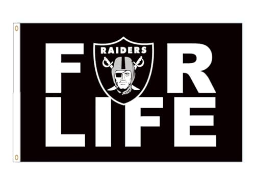 Yerchic Raiders Flag 3x5ft Sports Fan Raiders Life Banner Polyester Flag For Garage Room Man Cave