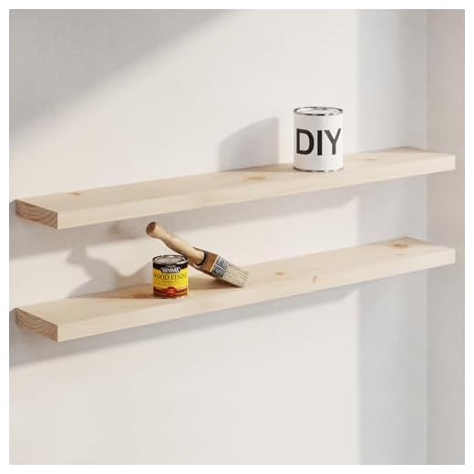 Homeforia Rustic Farmhouse Floating Shelves, Bathroom Wooden Shelves for Wall Mounted, Thick Industrial Kitchen Wood Shelf - 36 x 6.5 x 1.75 inch - Set of 2 - Unfinished - No Stain - DIY