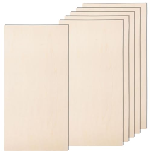 6 Pack 12 x 24 x 1/4 Inch-6mm Thick Basswood Sheets for Crafts Unfinished Plywood Sheets Rectangular Wood Panel Boards for DIY Laser Project, Wood Burning, Engraving, Architectural Models, Staining