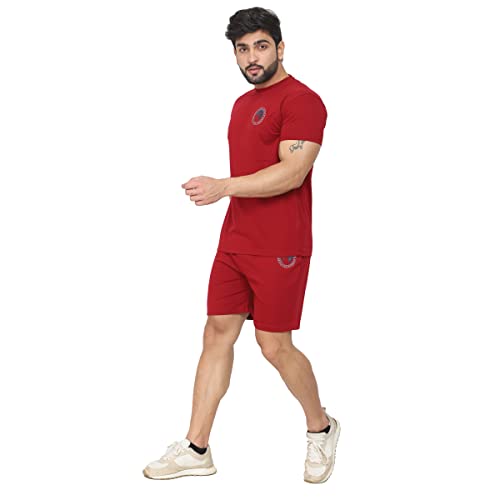Image of D-GREEN Men's Basic Solid Cotton Round Neck Tracksuit for Athletics Jogging Gym and Sports