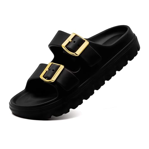 Women's Adjustable Double Strap Orthopedic Sandals - Waterproof High-Resilience EVA Platform Slides with Arch Support, Non Slip Recovery Slippers for Beach Pool Outdoor