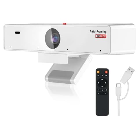 Nuroum V21 2K Webcam for PC, Auto Framing, 5x Zoom, with 4 Noise-Cancelling Microphones & Remote Control, USB Plug&Play Computer Camera for Laptop/Desktop, Streaming/Conferencing/Video Calling Cover