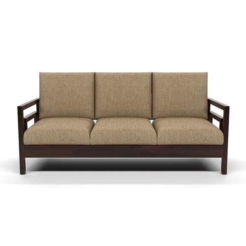 Image of Solid Sheesham Wood 5 Seater Sofa for Living Room | (3+1+1) Five Person Sofa - Stylish & Durable 5 Seater Sofa for Office & Home Furniture (Jake Walnut, 5 Seater)
