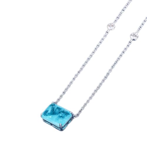 Collares de joyería fina con piedras de colores rectangulares y acabados en plata 925