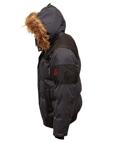 Milano Mens Bomber Jacket Waterproof Puffer Coat with Removable Hood and Faux Fur Trim3