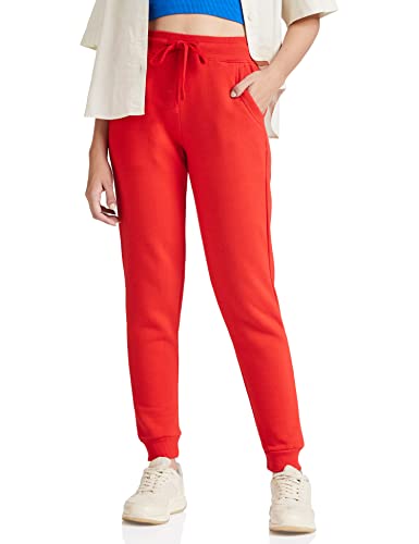 Amazon Brand - Symbol Women's Ankle Length Regular Fit Heavy Weight Winter Jogger Track Pants (Fleece) (CT-2 Cont_Red_M)