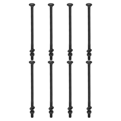 Image of uxcell M12 x 245mm Carriage Bolt Kit, 25 Set Round Head Square Neck Screws, Carriage Bolts Screws Set Includes Washers and Nuts - Carbon Steel Black Oxide for Fastening Accessories