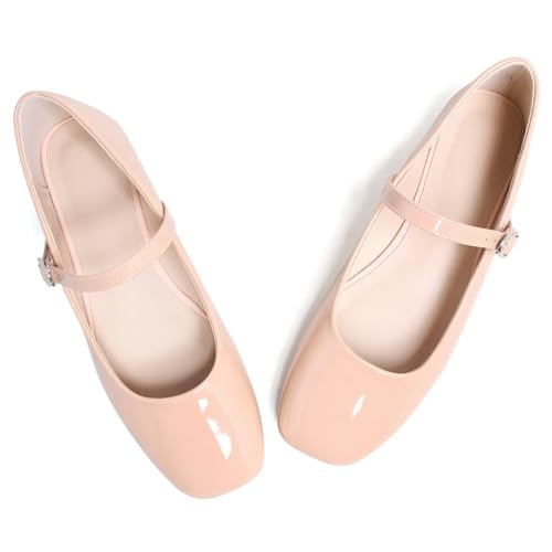 Image of LUXINYU Women's Slip on Flats,Classy Round Toe Solid Classic Mary Jane Ballet Dance Shoes Soft Comfortable PU Flat Shoes