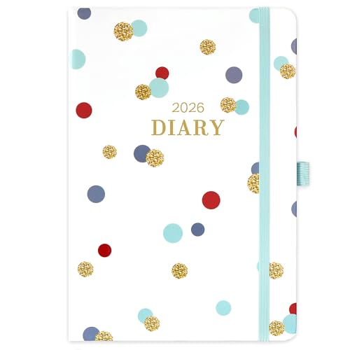 2026 Diary - A5 Diary 2026 Week to View, from January 2026 to December 2026, 21.3 x 14.7 x 1.6 cm - Coloured Dots