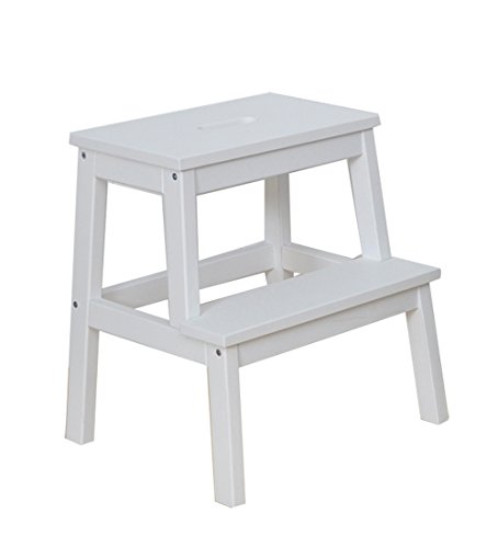 CAIJUN Escabeau Square Mazar Facile À Assembler Double Usage Bois Massif Ménage Changer Son Tabouret De Chaussures Escaliers, 2 Couleurs En Option Marchepieds escamotables (Couleur : Blanc) Cover