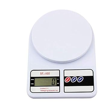 INDICUL Digital Electronic Weight Machine for Home Kitchen, Shop,Weighing Scale Kitchen | Weigh Food, Fruits, Vegetables, Upto 10 KG | Small, Portable White (sf-400 round)