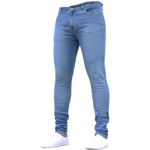 Jean stretch coupe slim pour homme, pantalon en denim couleur unie, jean slim stretch décontracté avec poche, pantalon fashion skinny à jambe fuselée,...