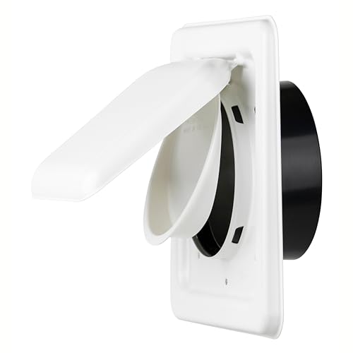Image of NO-PEST VENT Dual Door Dryer Vent Cover 4 Inch Outdoor, Made in USA, Highest UV-Resistant Plastic, No Lint-Collecting Screen (White, 4 inch Metal Vent With Collar)