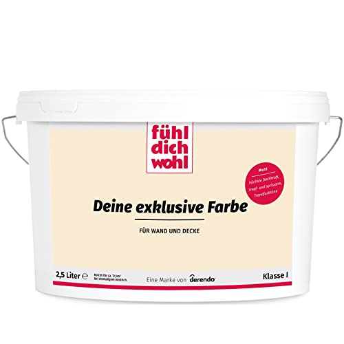 derendo Fühl Dich Wohl Deine Farbe beige 2,5l, matte Wandfarbe creme, hohe...