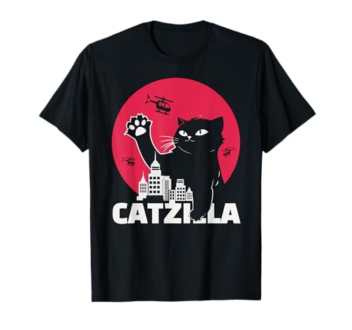 Parodia de la película Catzilla Cute Funny Cat Retro Kaiju Monster Camiseta