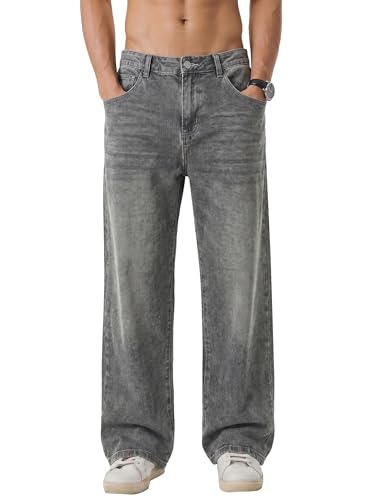 JMIERR Jeans Herren Baggy Baumwolle Weite Jeans Hose Herren Stretch Vintage Loose Fit - Bequeme Streetwear Freizeithosen