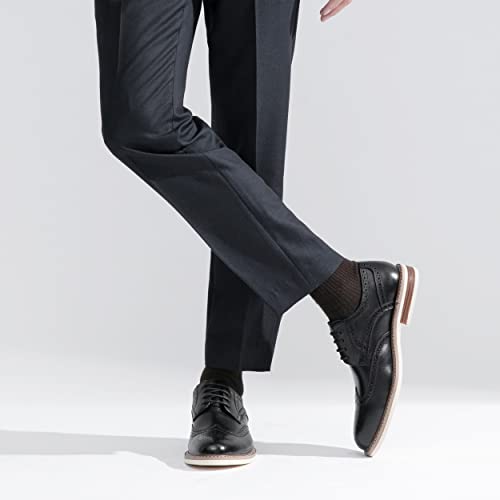 Jousen Mens Dress Shoes Casual Wingtip Polished Leather Oxfords Classic Retro Brogue Oxford Shoes For Men(Amy9027 Black 11.5) #TOP3