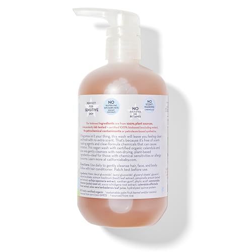 Image of California Kids Shampoo + Kids Body Wash 2-in-1 | Super Sensitive (Unscented) | Gentle Skin Care | 100% Plant-Based | Hypoallergenic | 19 oz.